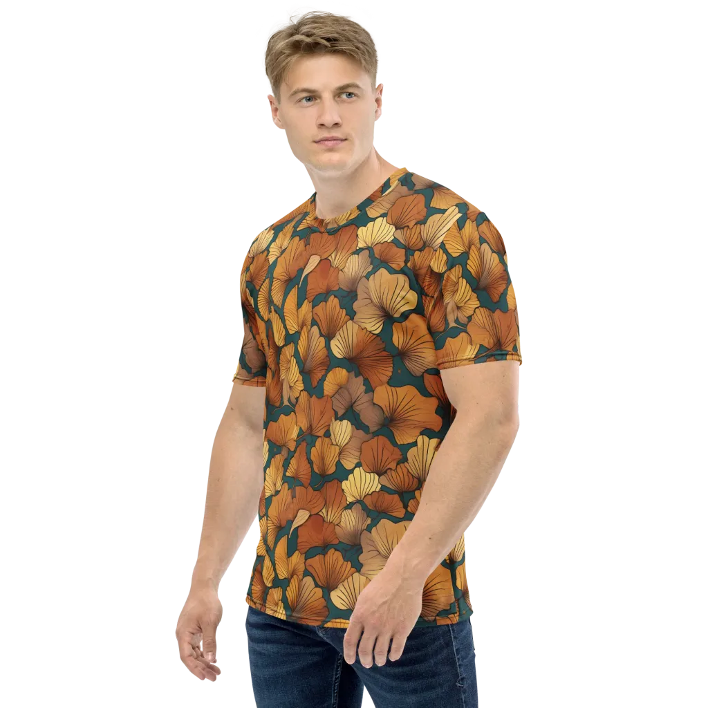 Ginkgo Ember on Men's Crew Neck T-Shirt — Left