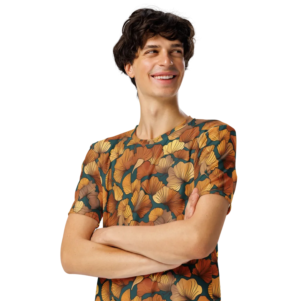 Ginkgo Ember on Men's Crew Neck T-Shirt — Left Front