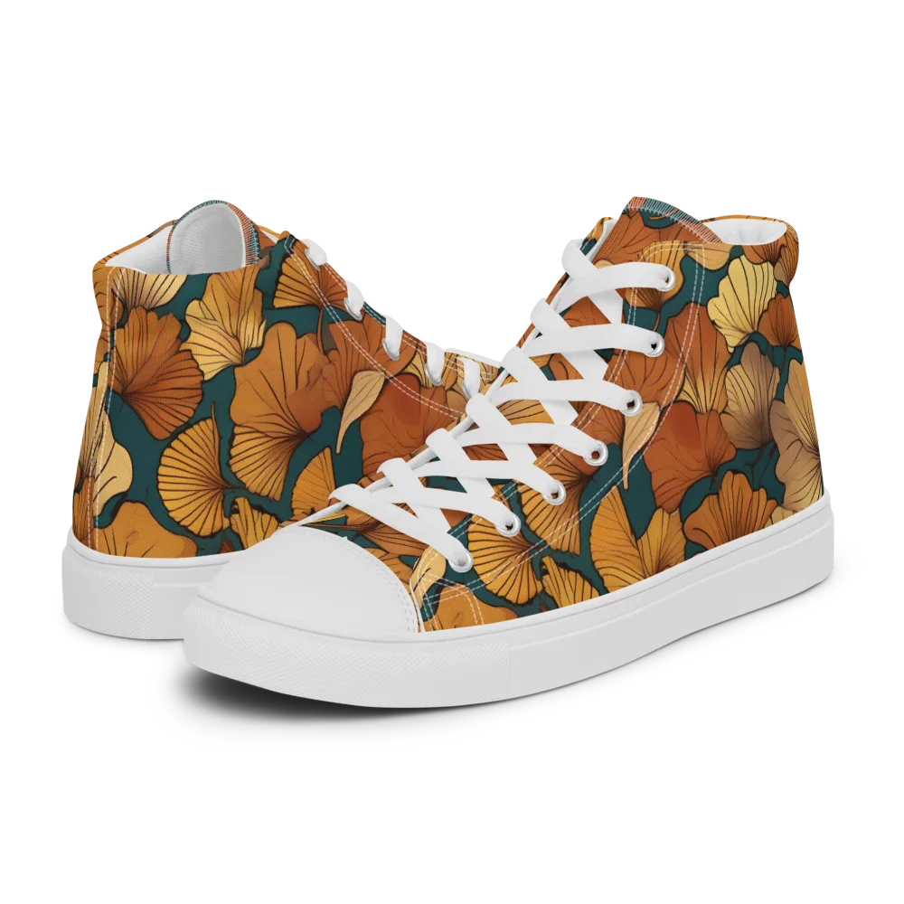 Ginkgo Ember on Men's High Top Canvas Shoes — Left