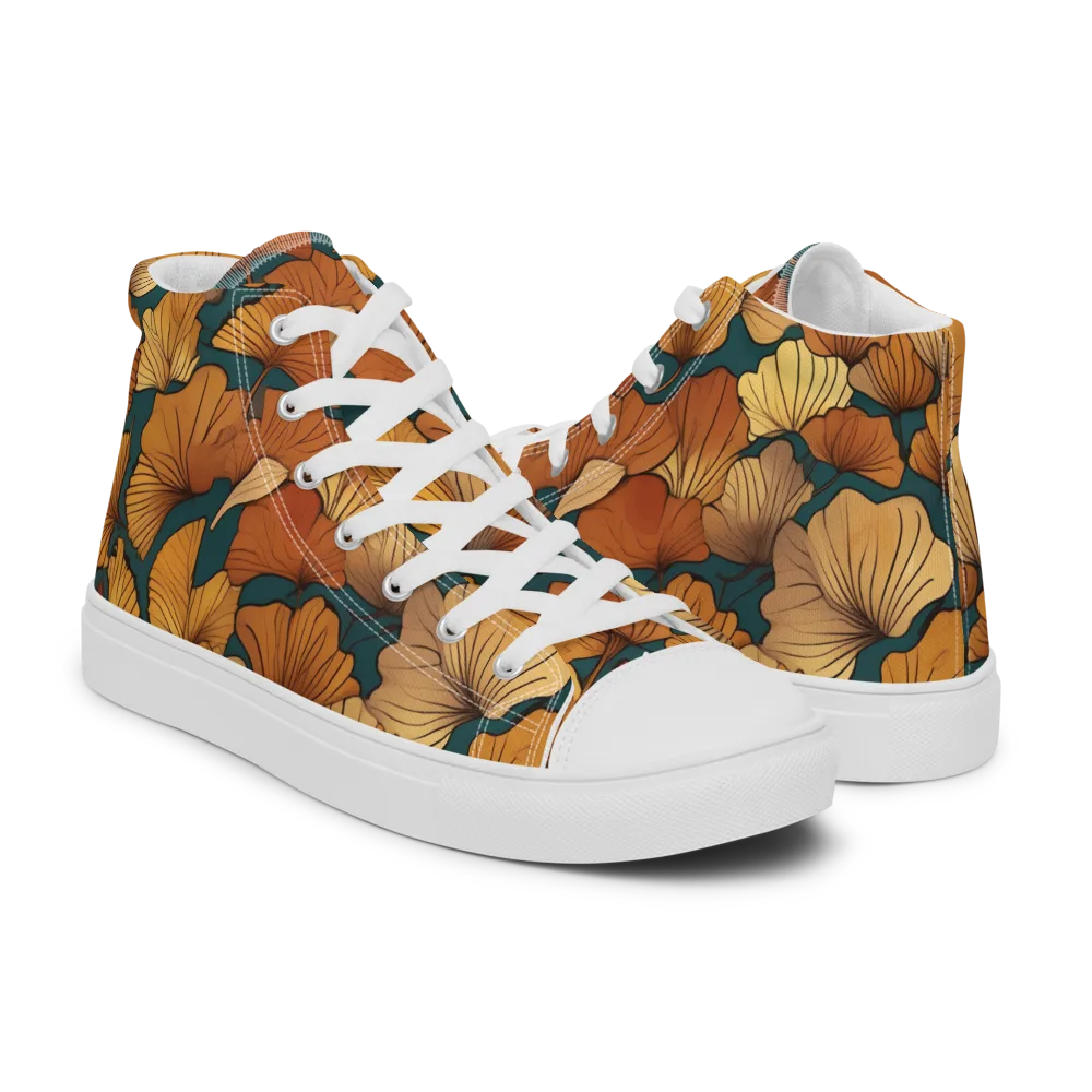 Ginkgo Ember on Men's High Top Canvas Shoes — Right