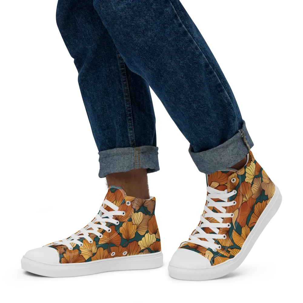 Ginkgo Ember on Men's High Top Canvas Shoes — Left