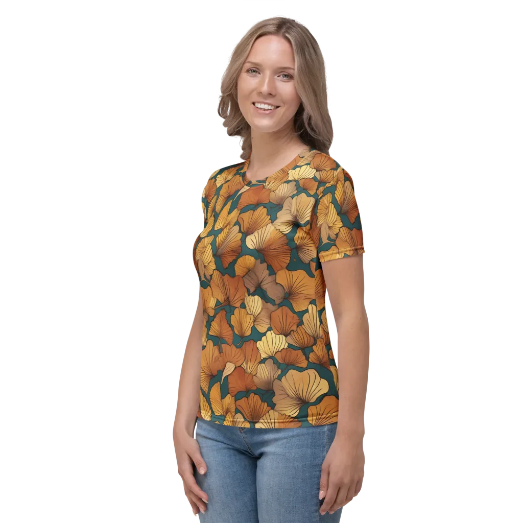 Ginkgo Ember on Women's Crew Neck T-Shirt — Left