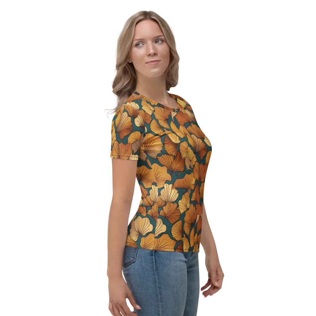Ginkgo Ember on Women's Crew Neck T-Shirt — Right
