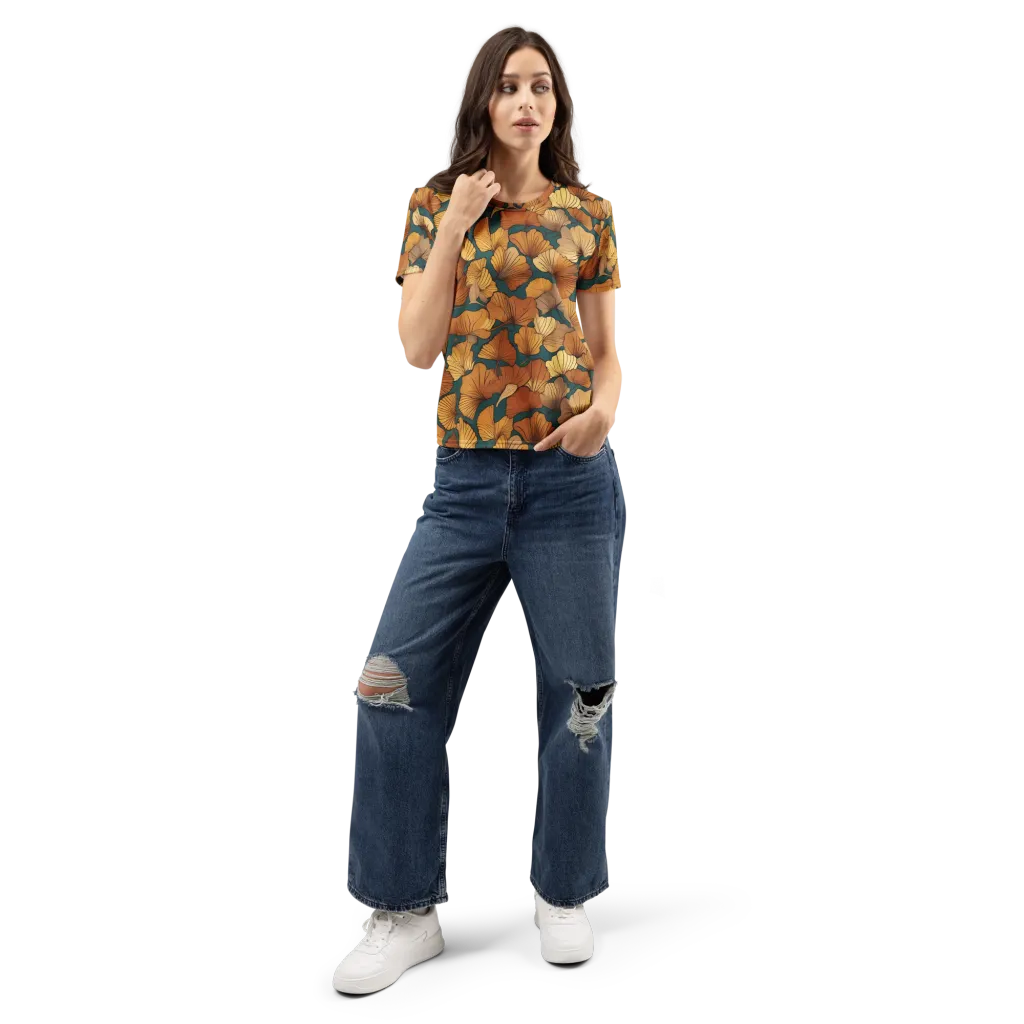 Ginkgo Ember on Women's Crew Neck T-Shirt — Front