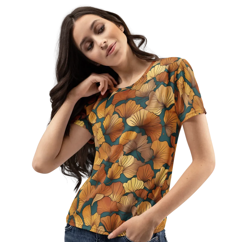 Ginkgo Ember on Women's Crew Neck T-Shirt — Left Front