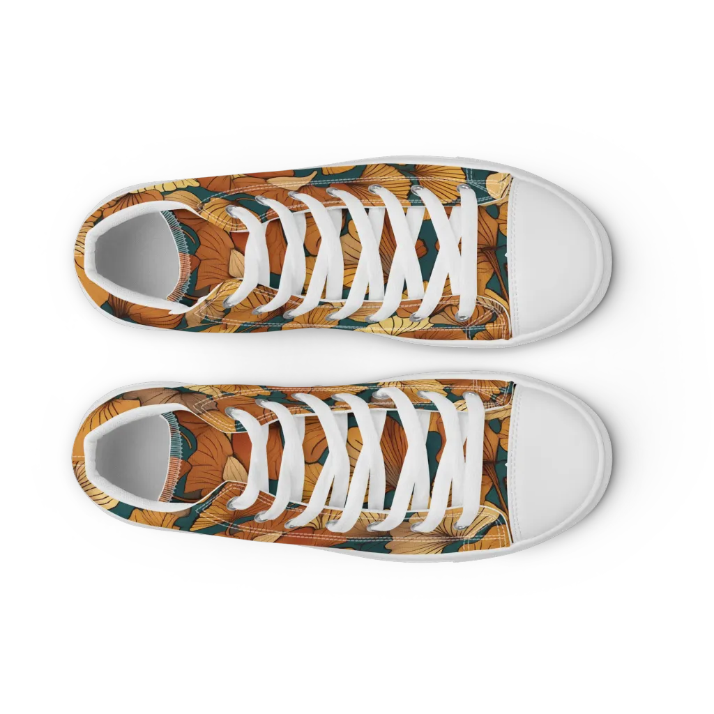 Ginkgo Ember on Women's High Top Canvas Shoes — Front