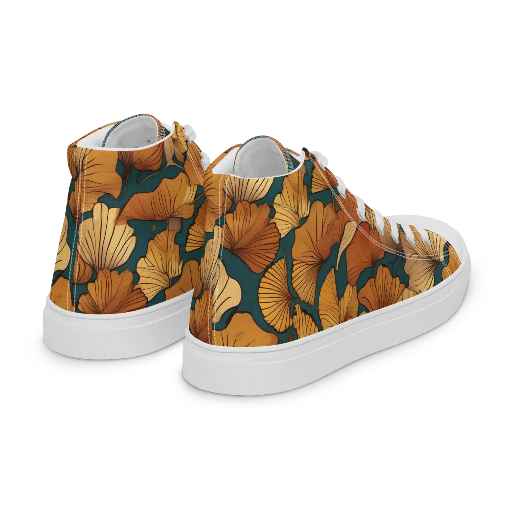 Ginkgo Ember on Women's High Top Canvas Shoes — Right Back