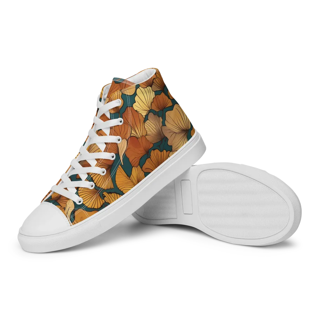 Ginkgo Ember on Women's High Top Canvas Shoes — Left
