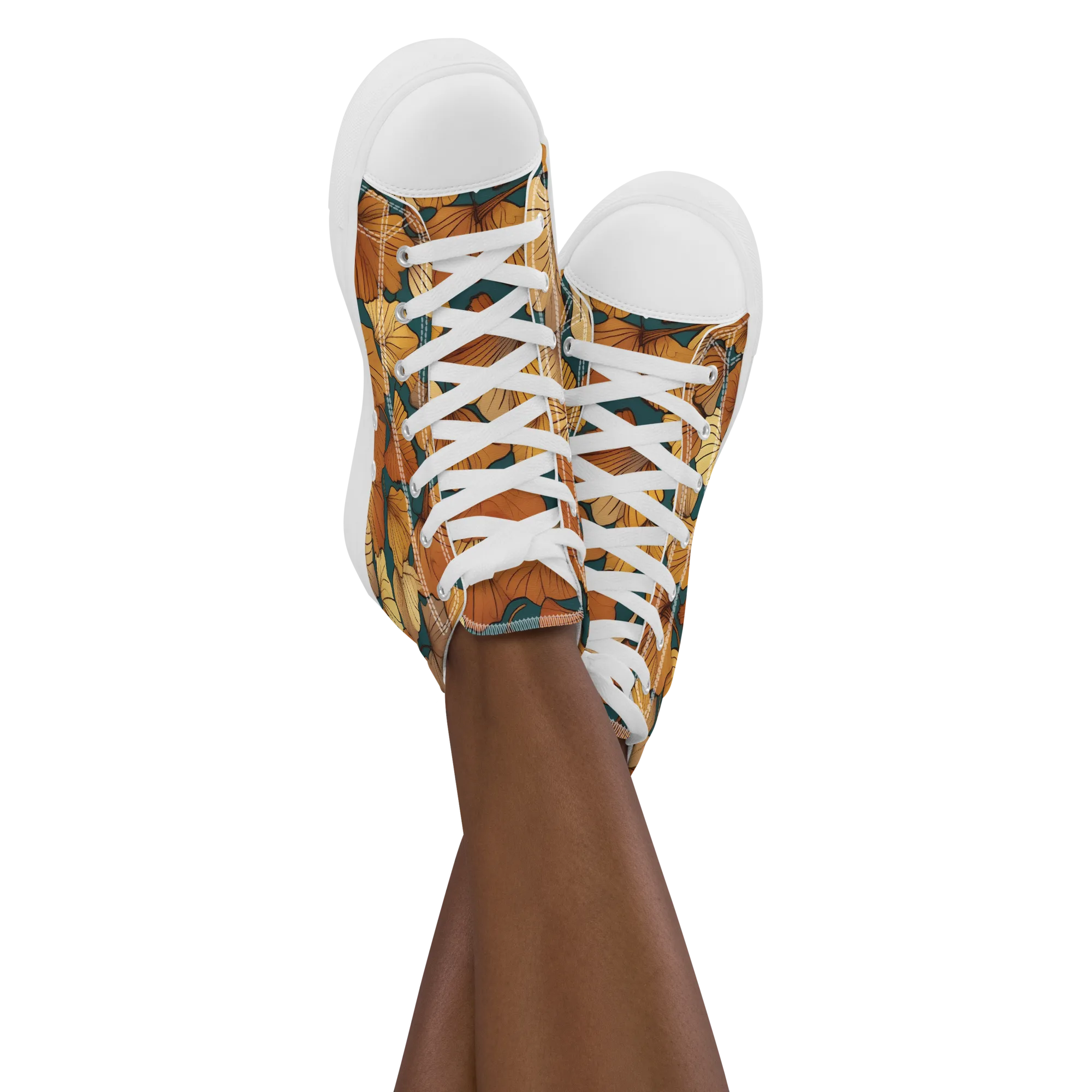 Ginkgo Ember on Women's High Top Canvas Shoes — Front
