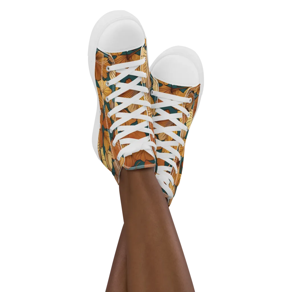 Ginkgo Ember on Women's High Top Canvas Shoes — Front