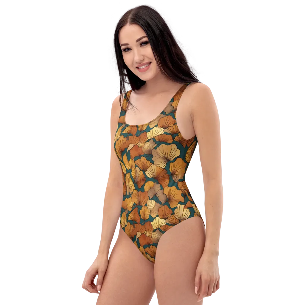 Ginkgo Ember on One-Piece Swimsuit — Left