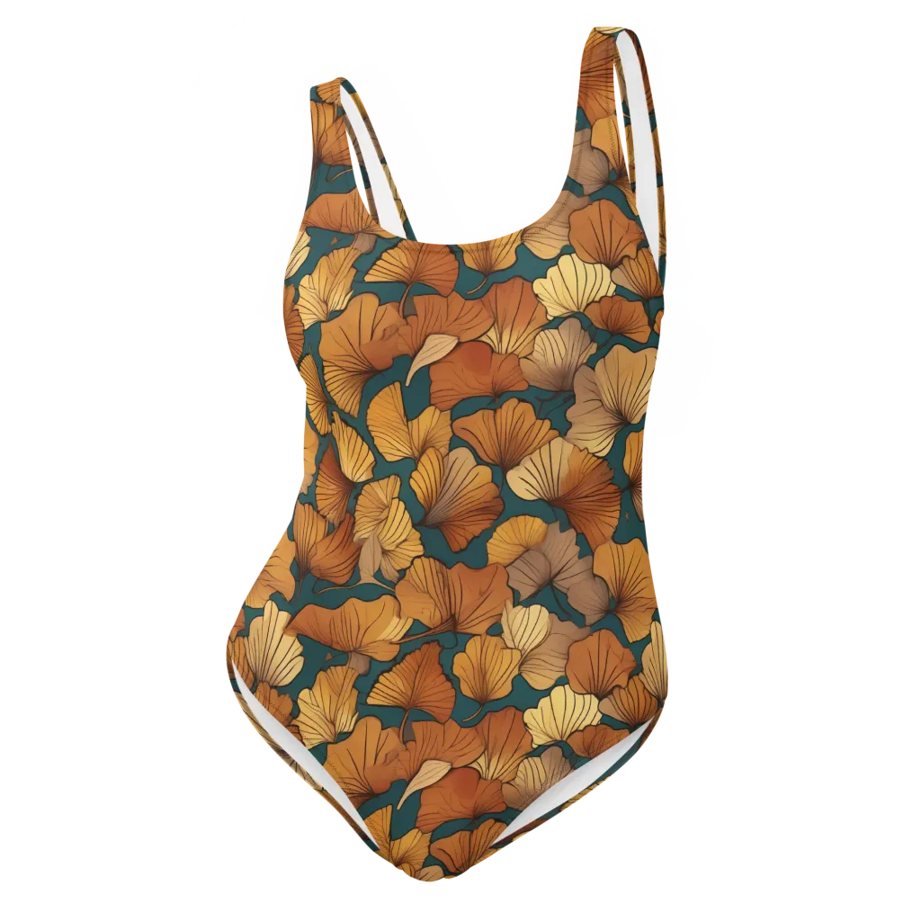 Ginkgo Ember on One-Piece Swimsuit — Front