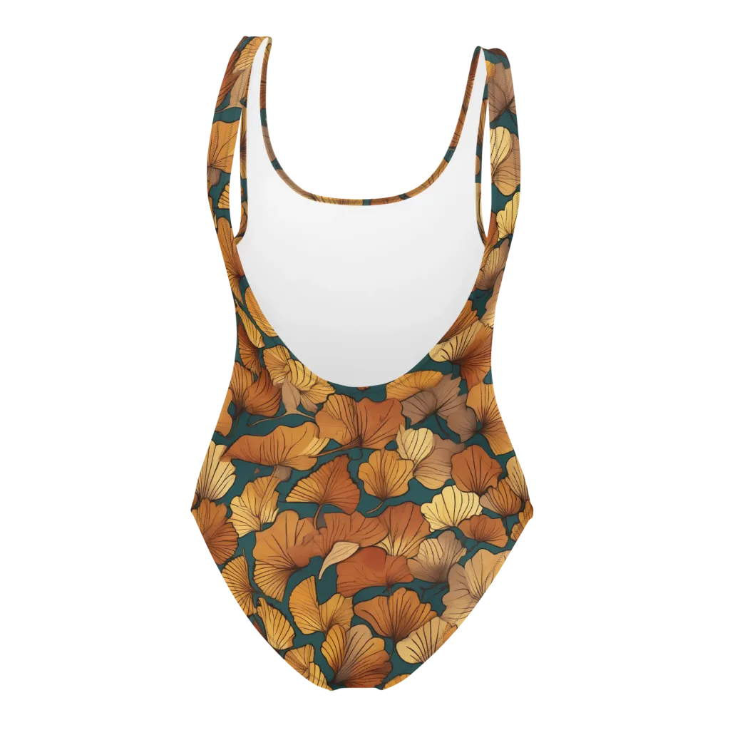 Ginkgo Ember on One-Piece Swimsuit — Back