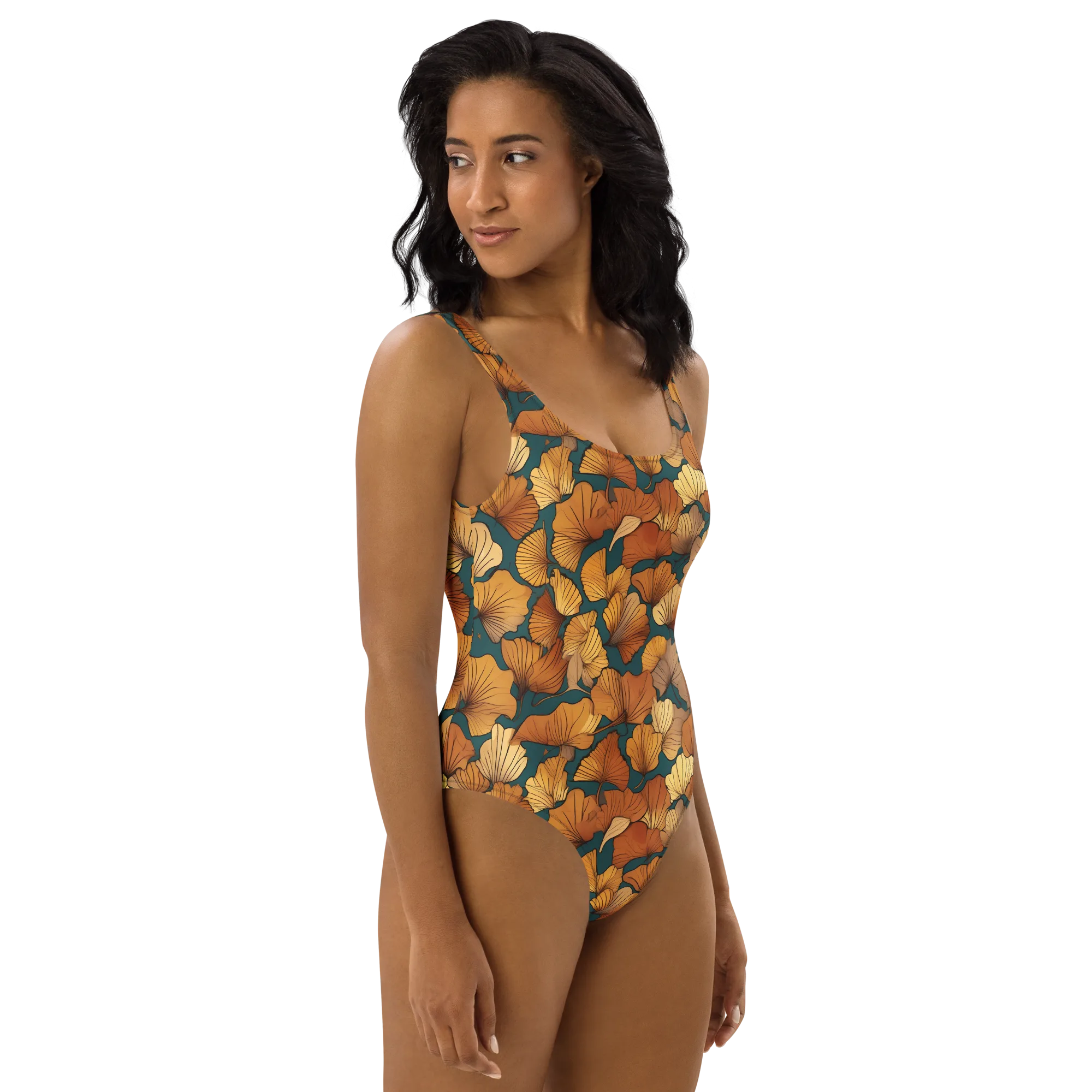 Ginkgo Ember on One-Piece Swimsuit — Right