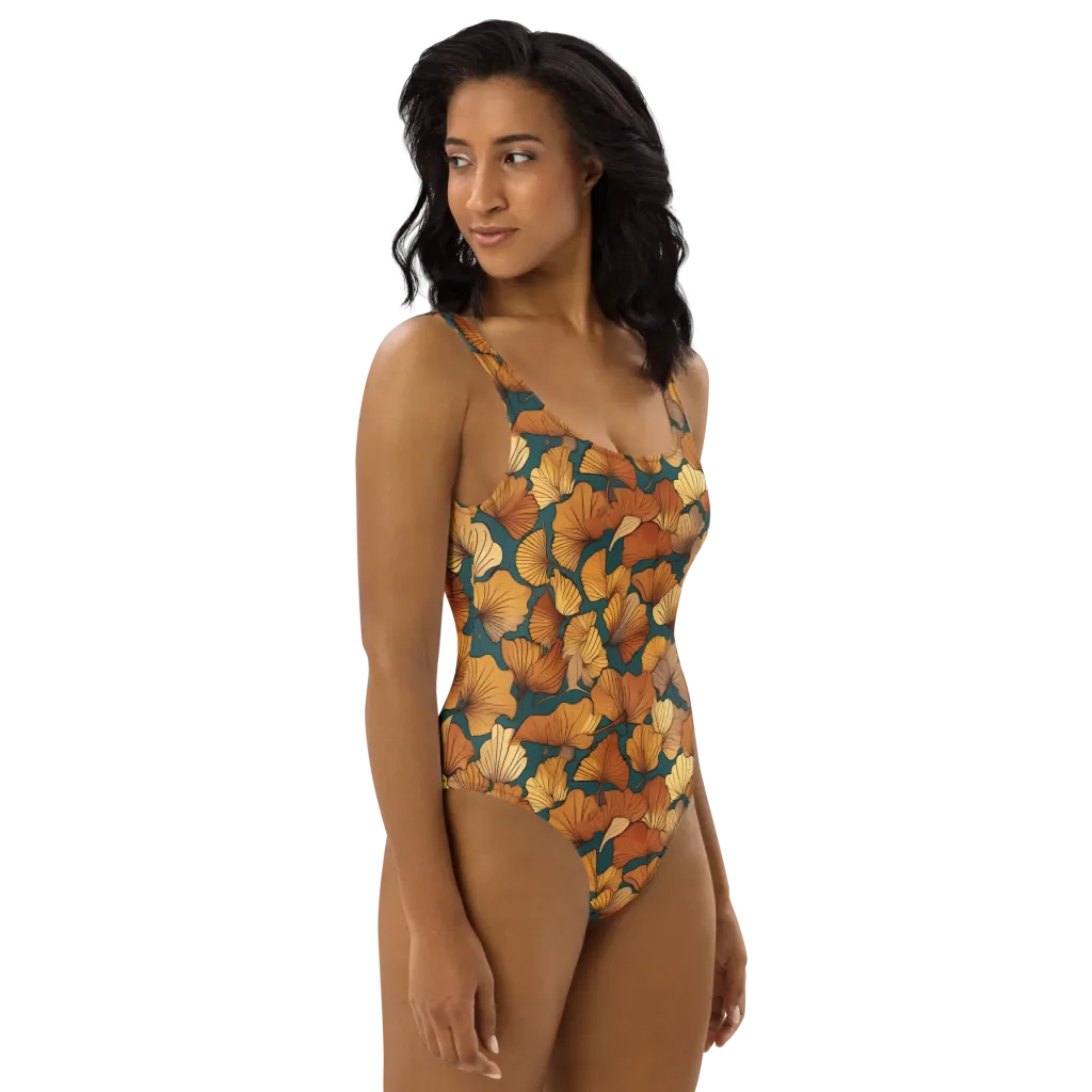 Ginkgo Ember on One-Piece Swimsuit — Right