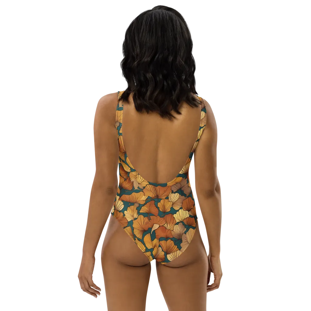 Ginkgo Ember on One-Piece Swimsuit — Back