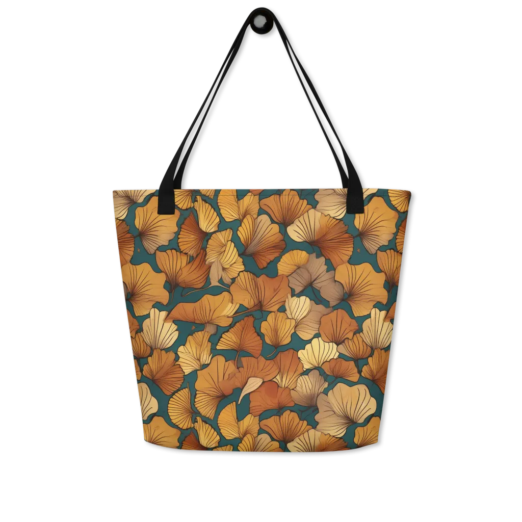 Ginkgo Ember on Large Tote Bag W/ Pocket — Front
