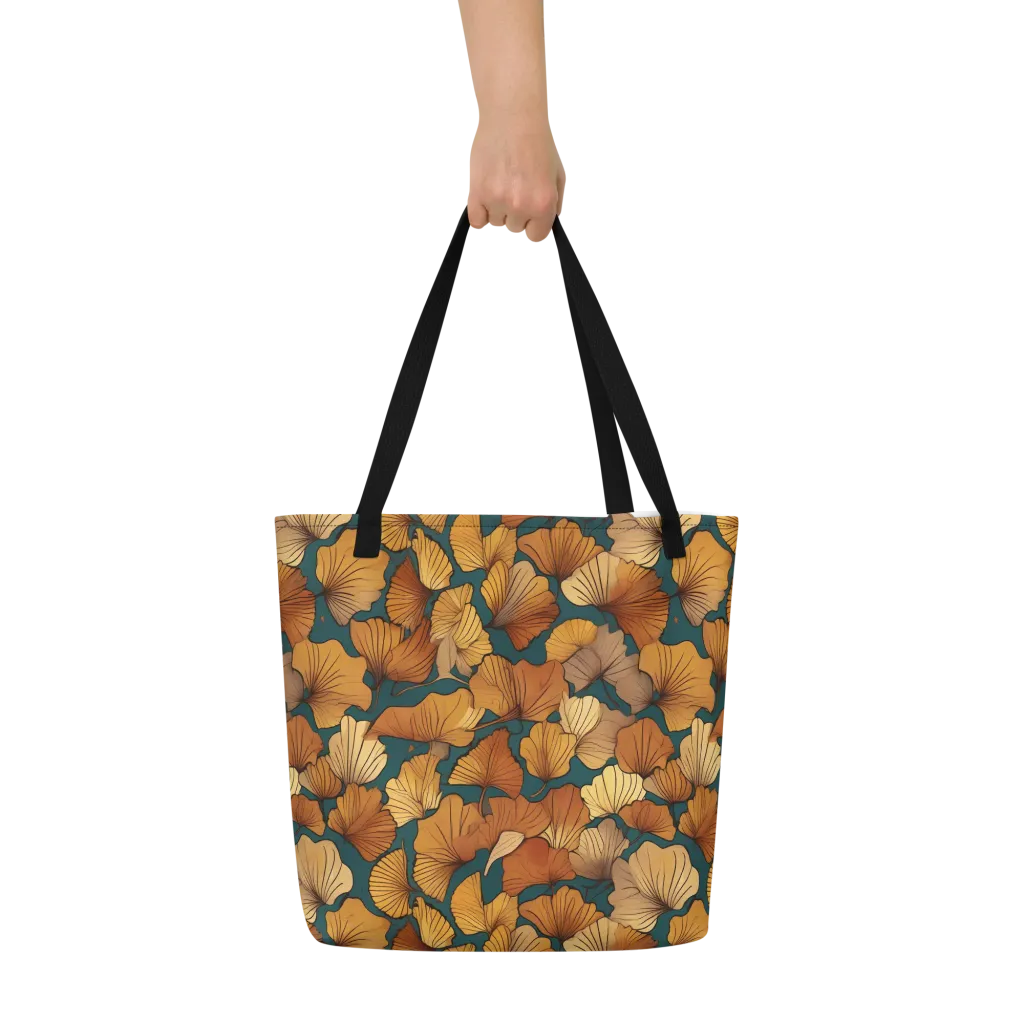 Ginkgo Ember on Large Tote Bag W/ Pocket — Front