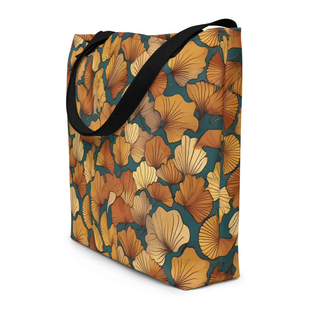 Ginkgo Ember on Large Tote Bag W/ Pocket — Front