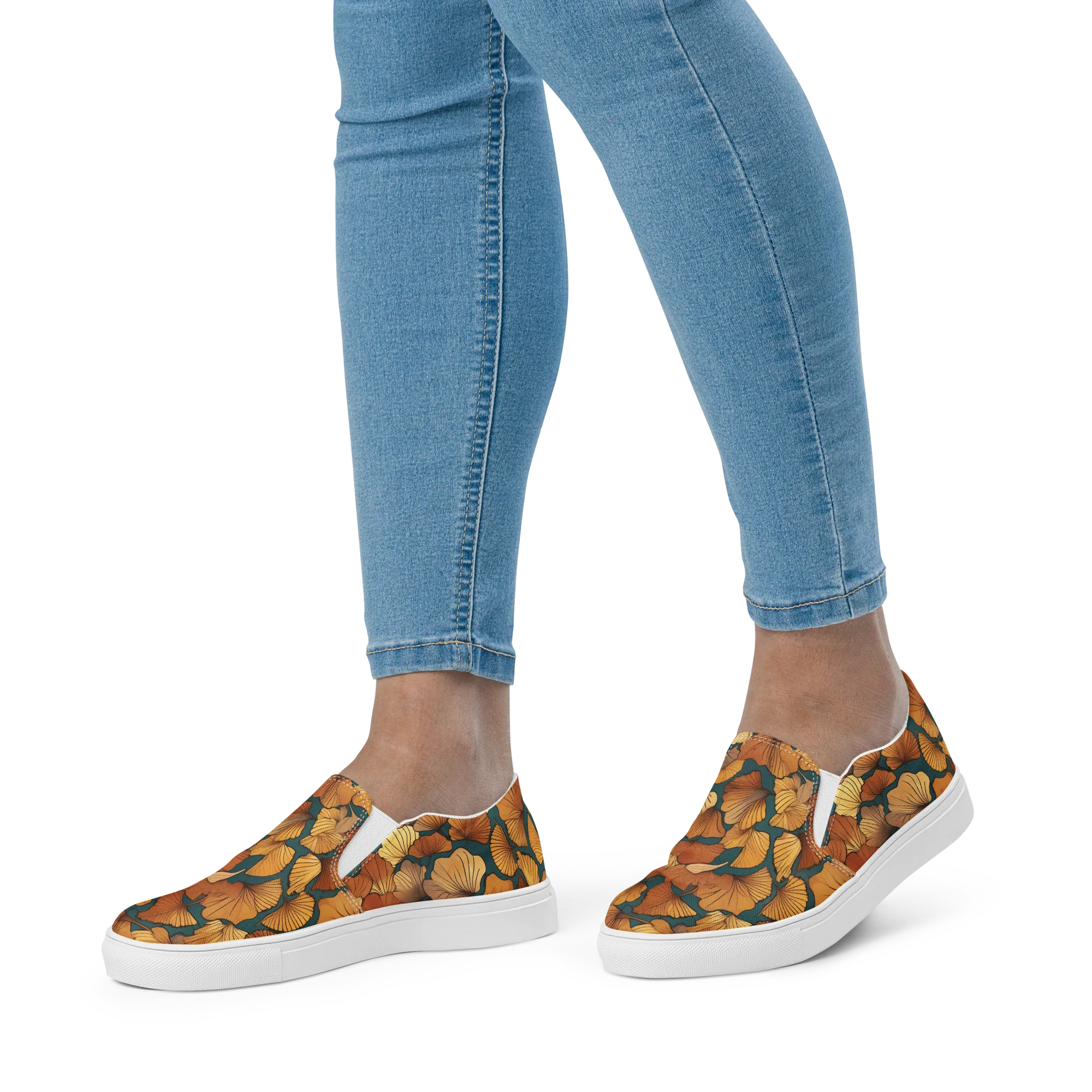 Ginkgo Ember on Women's Slip-On Canvas Shoes — Front