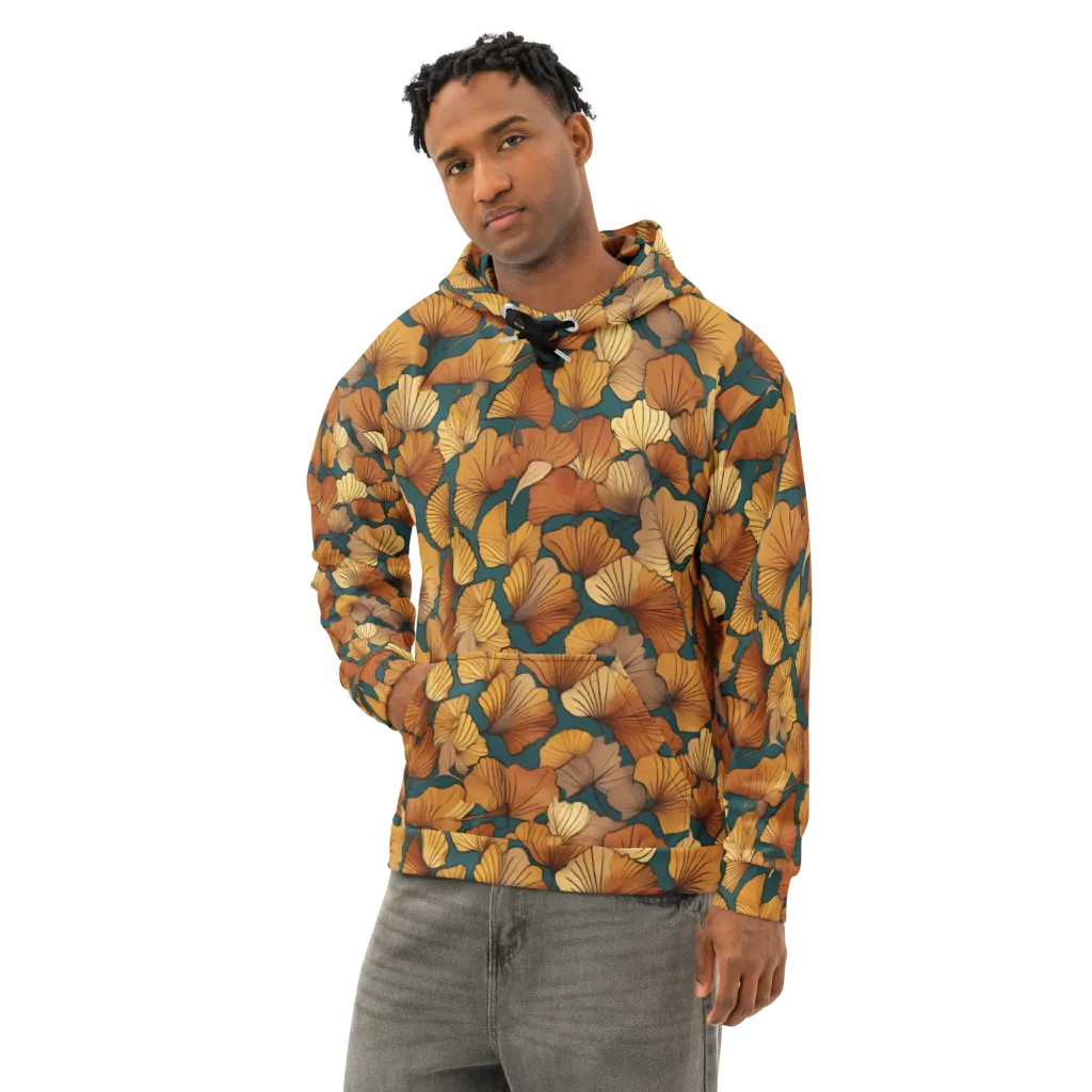 Ginkgo Ember on Cotton Hoodie — Left Front