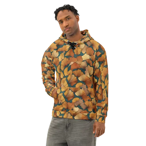 Ginkgo Ember on a Cotton Hoodie