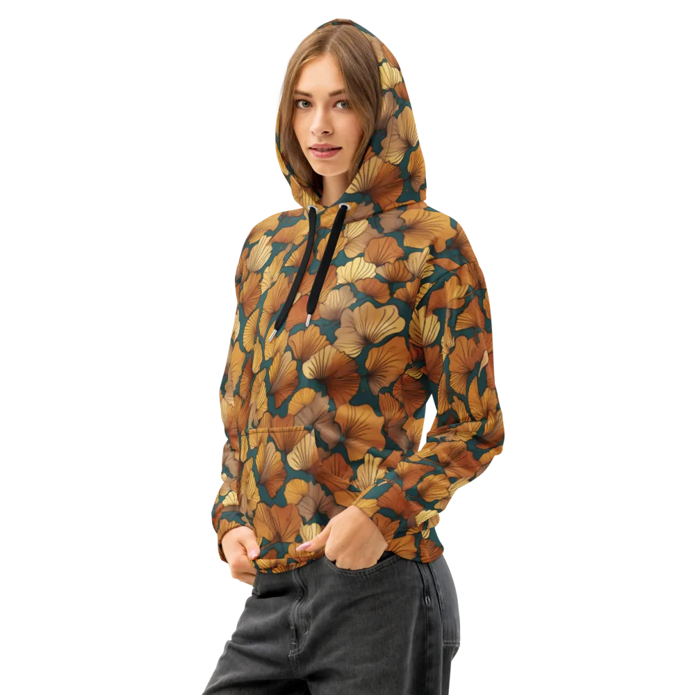 Ginkgo Ember on Cotton Hoodie — Left Front
