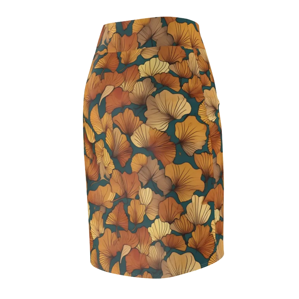 Ginkgo Ember on Pencil Skirt — Back Side