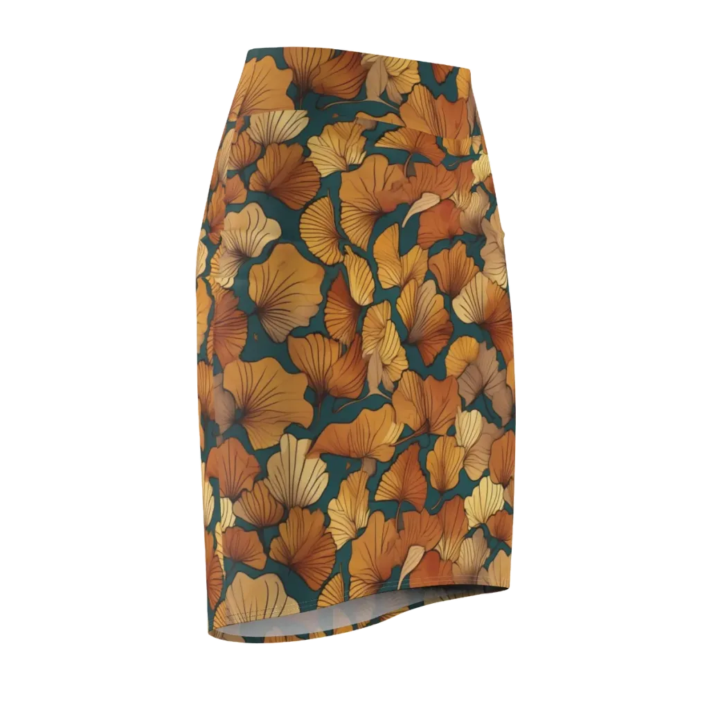 Ginkgo Ember on Pencil Skirt — Front Side