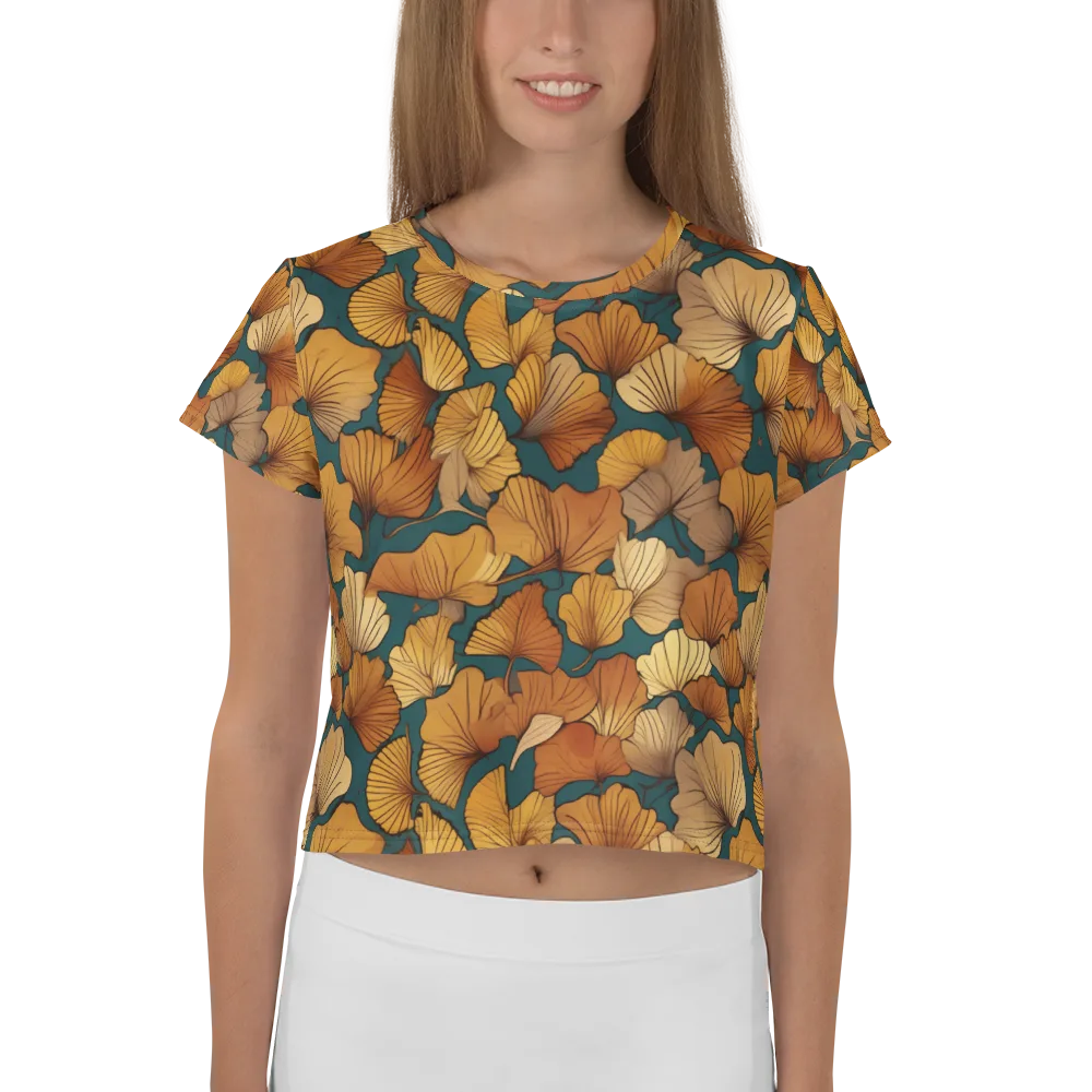 Ginkgo Ember on Crop Tee — Front