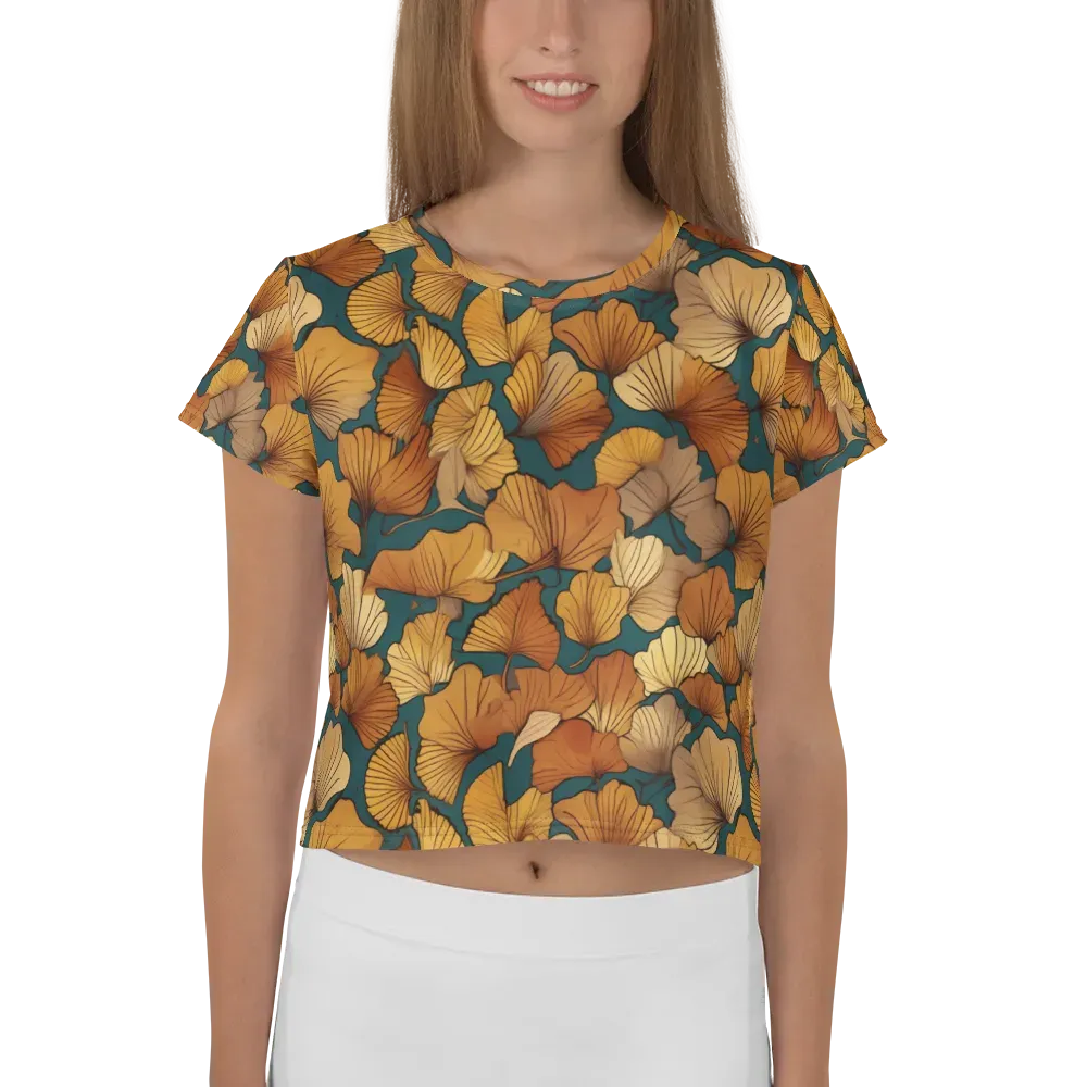 Ginkgo Ember on Crop Tee — Front