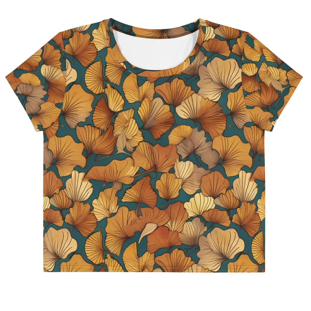 Ginkgo Ember on Crop Tee — Front