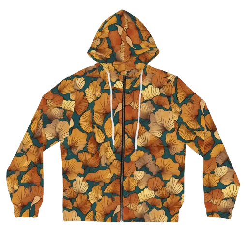 Ginkgo Ember on a Women's Full-Zip Hoodie