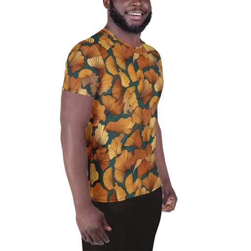 Ginkgo Ember on a Men's Athletic T-Shirt