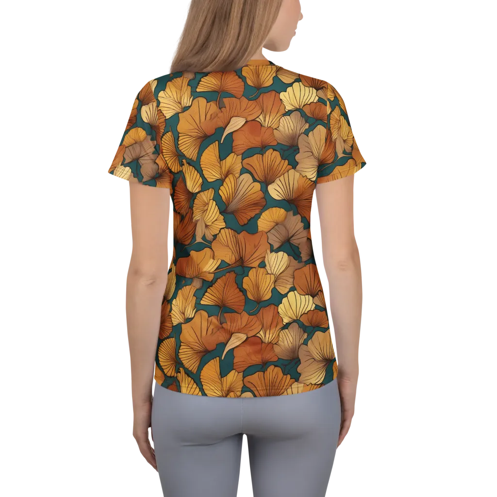 Ginkgo Ember on Women's Athletic T-Shirt — Back