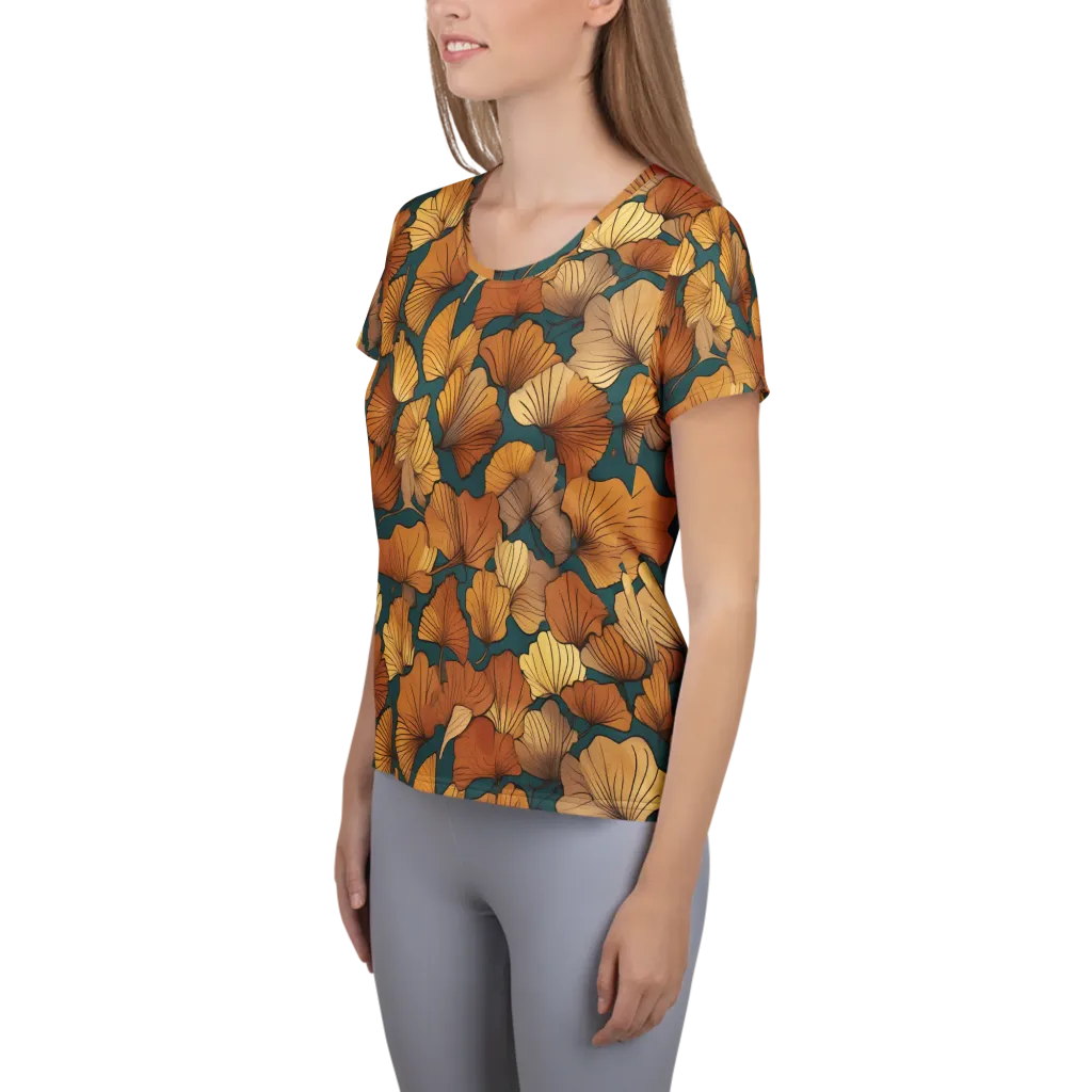 Ginkgo Ember on Women's Athletic T-Shirt — Left