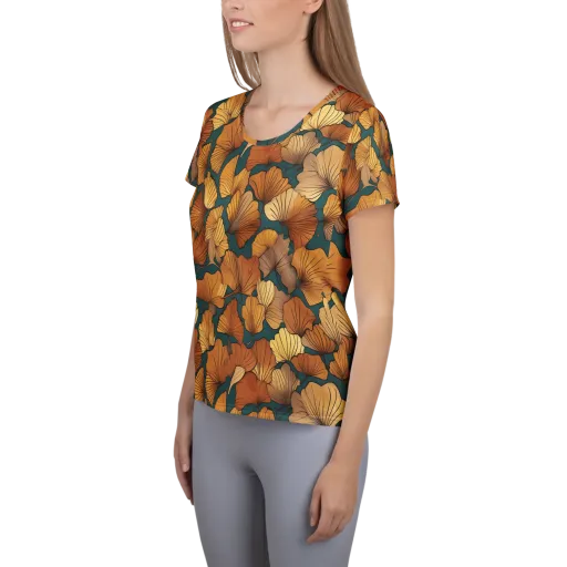 Ginkgo Ember on a Women's Athletic T-Shirt