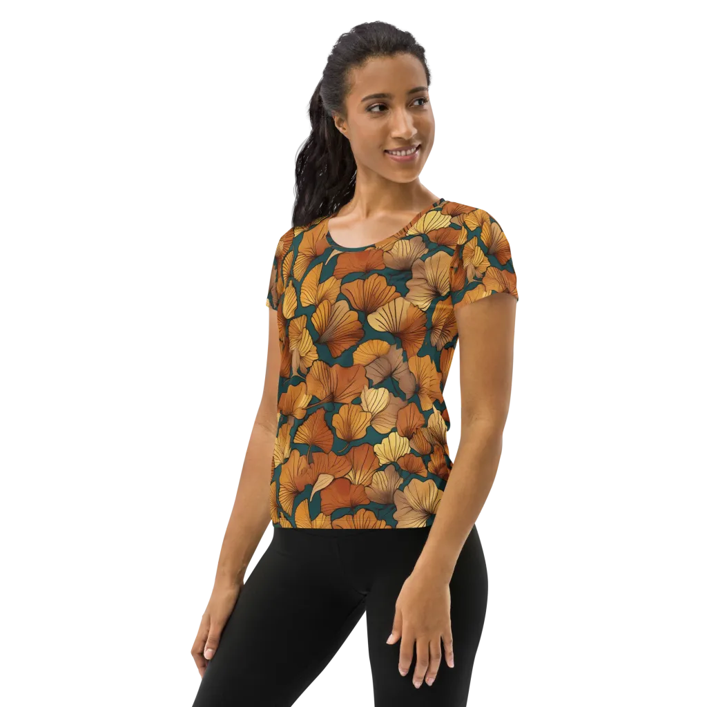 Ginkgo Ember on Women's Athletic T-Shirt — Left