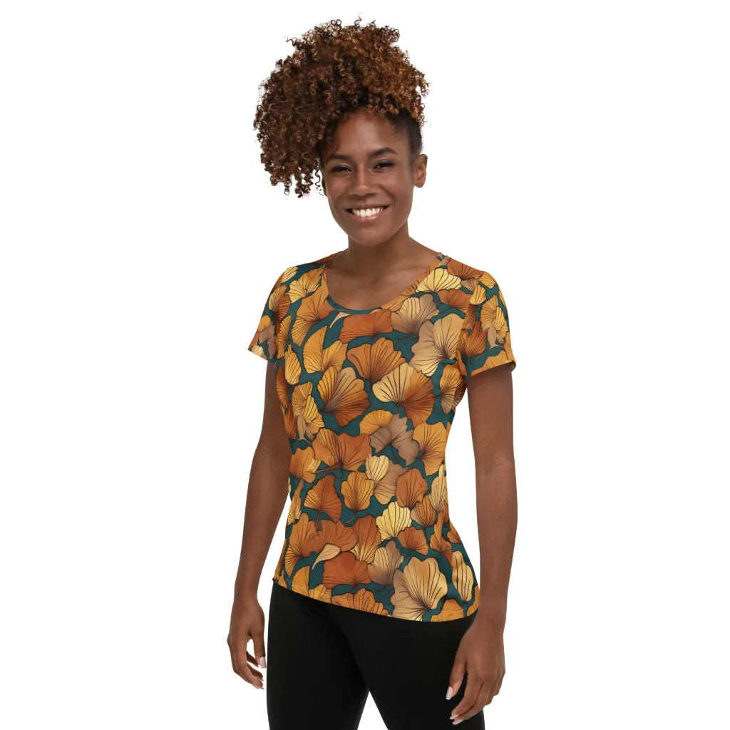 Ginkgo Ember on Women's Athletic T-Shirt — Left