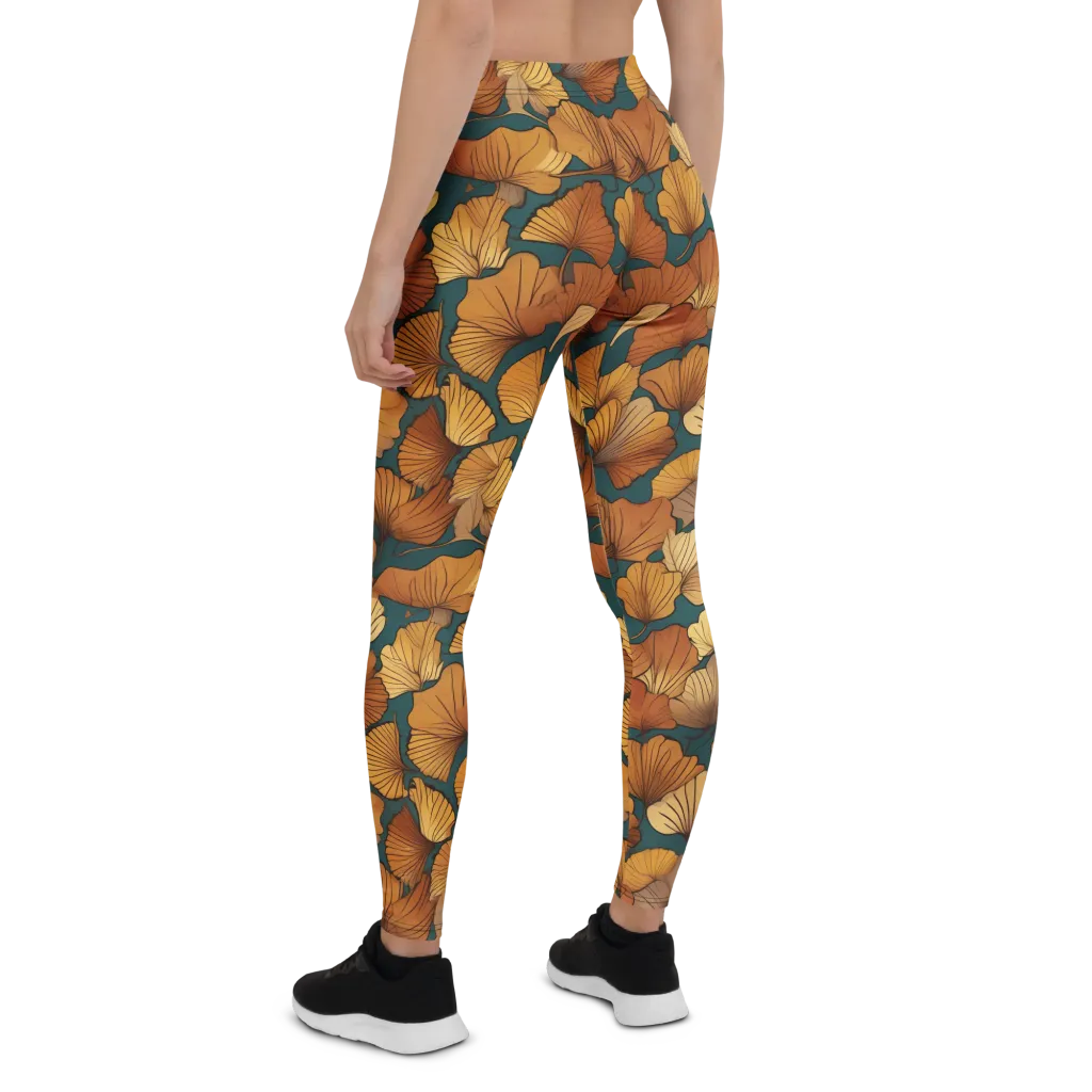 Ginkgo Ember on Leggings — Back