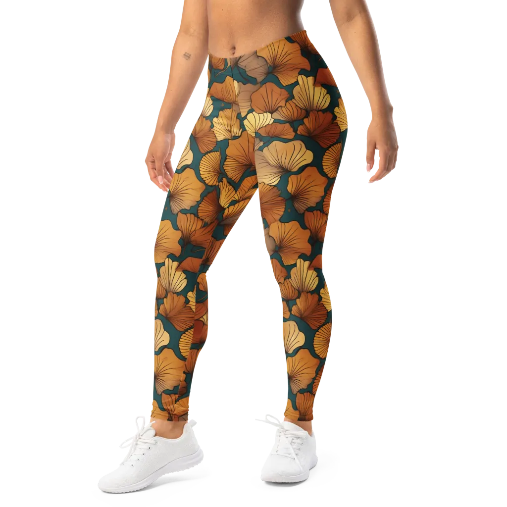 Ginkgo Ember on Leggings — Left Front