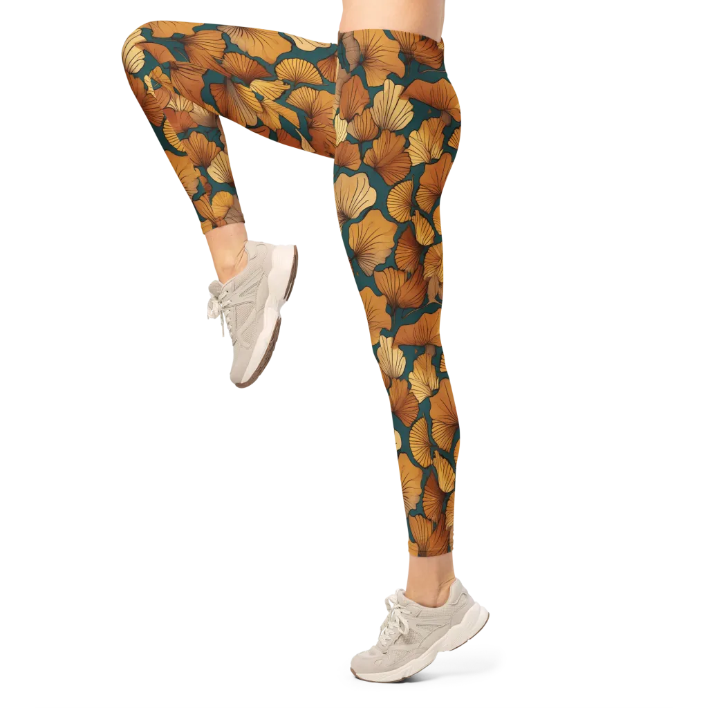 Ginkgo Ember on Leggings — Left
