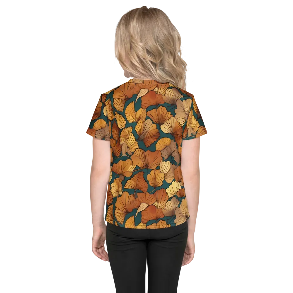 Ginkgo Ember on Kids Crew Neck T-Shirt — Back