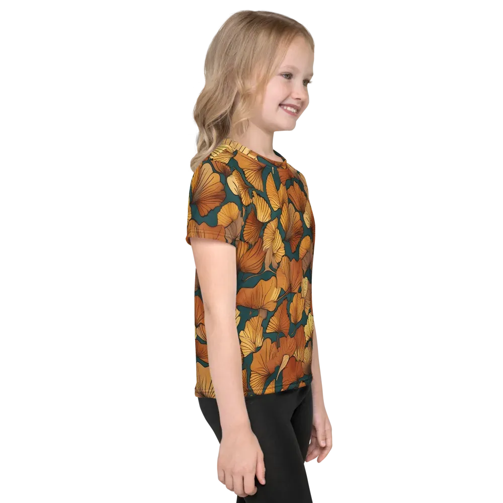 Ginkgo Ember on Kids Crew Neck T-Shirt — Right