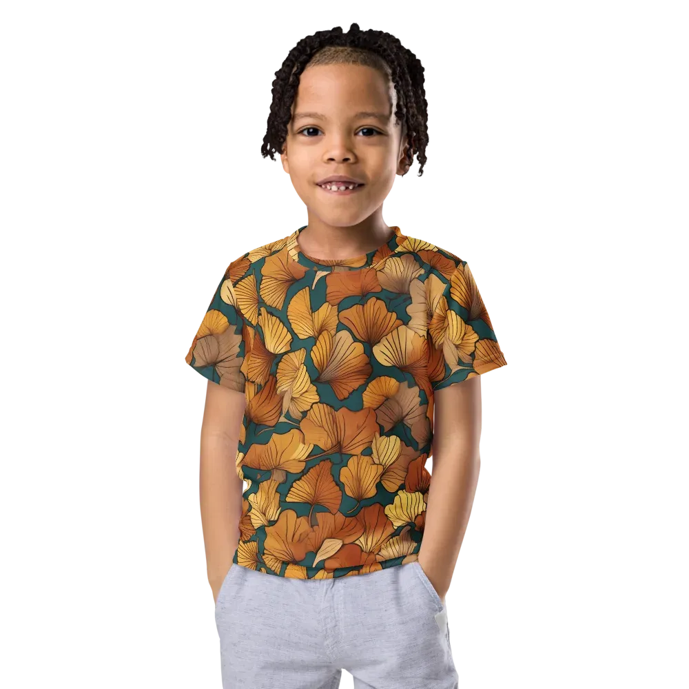 Ginkgo Ember on Kids Crew Neck T-Shirt — Front