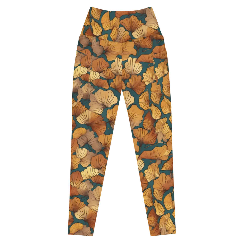 Ginkgo Ember on Leggings with Pockets — Front