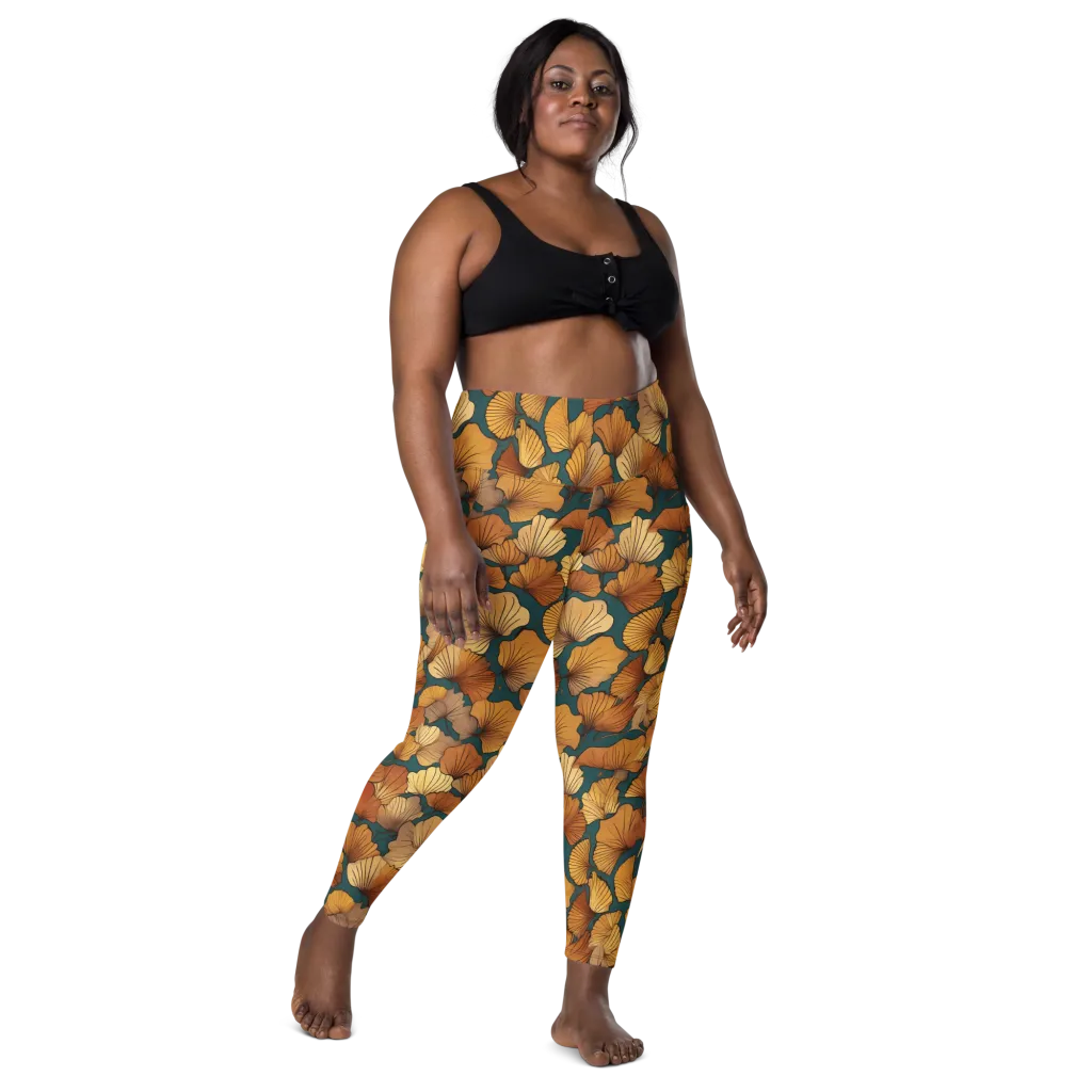 Ginkgo Ember on Leggings with Pockets — Front
