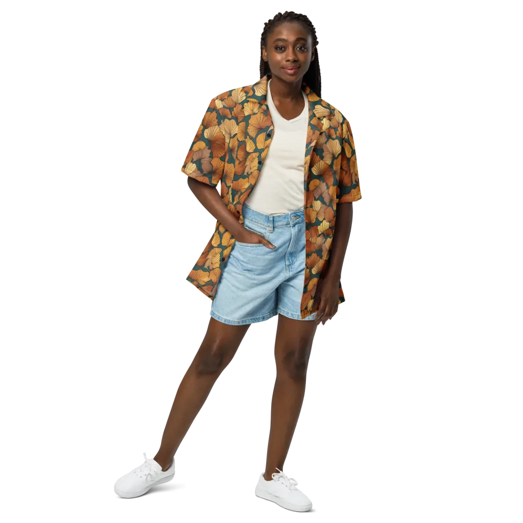 Ginkgo Ember on Button Shirt — Front