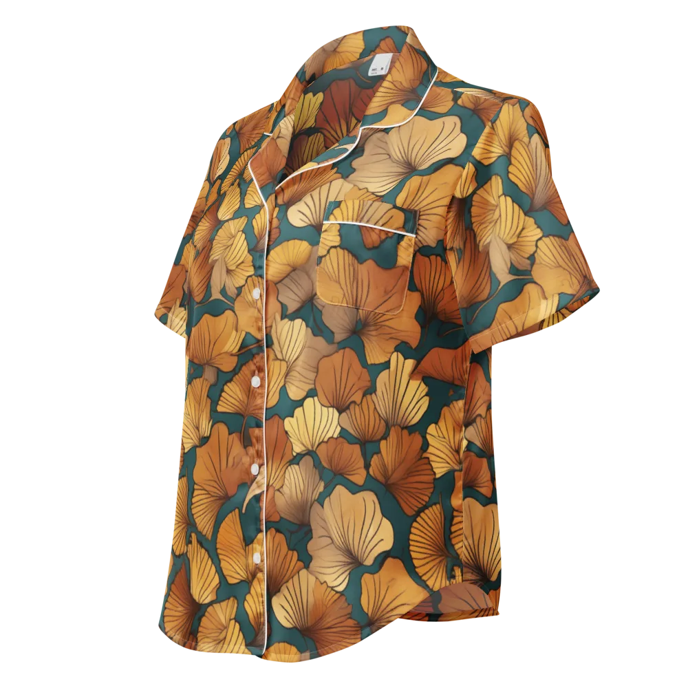 Ginkgo Ember on Women's Short Sleeve Pajama Top — Left Front