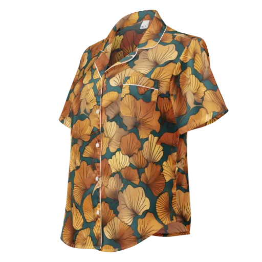 Ginkgo Ember on a Women's Short Sleeve Pajama Top